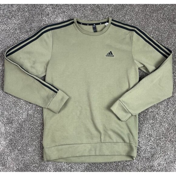 Olive Green Mens Adidas Essentials 3 Stripes Sweatshirt (Medium) Militar… - Picture 1 of 7